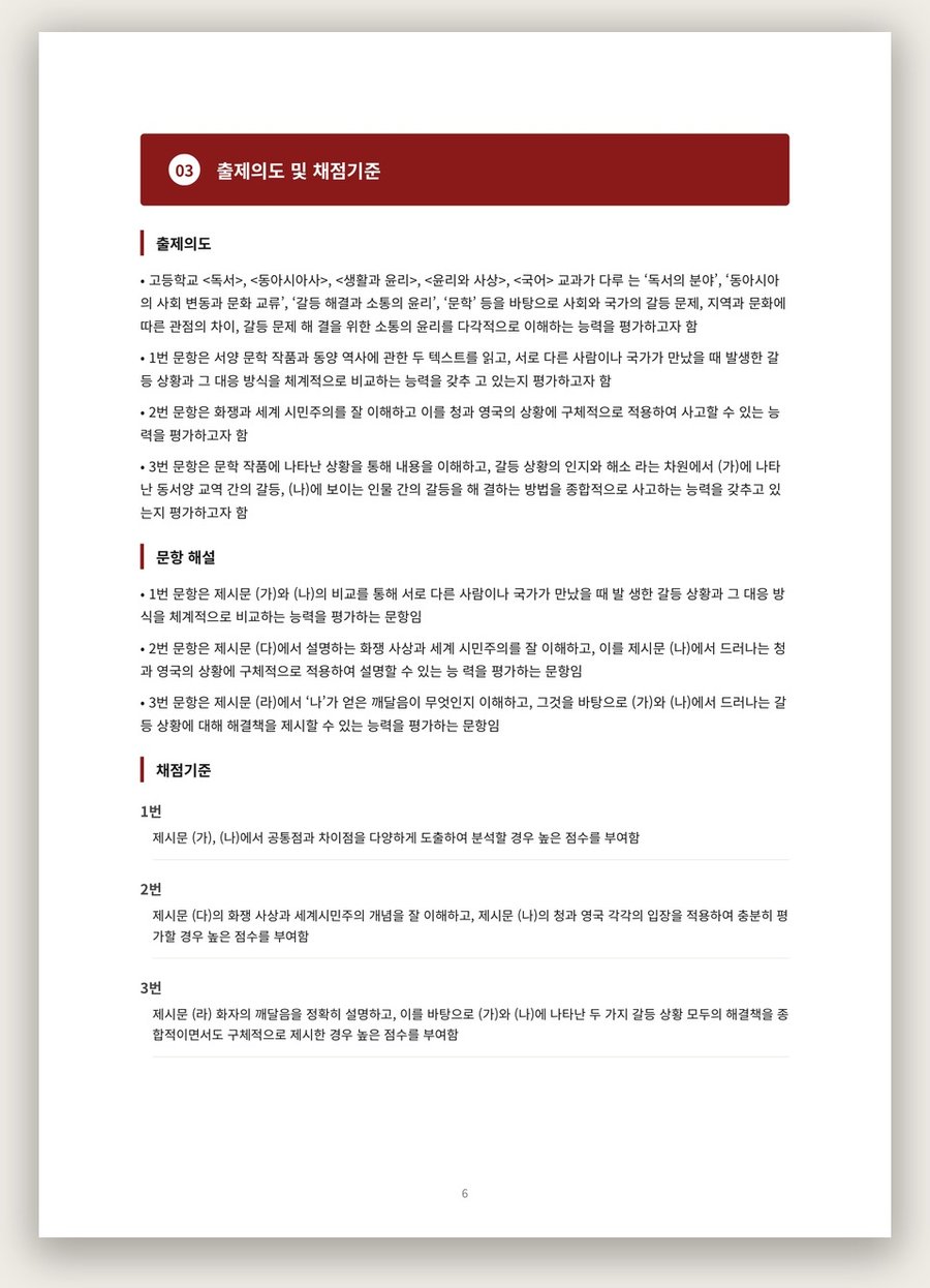 출제의도와 채점기준