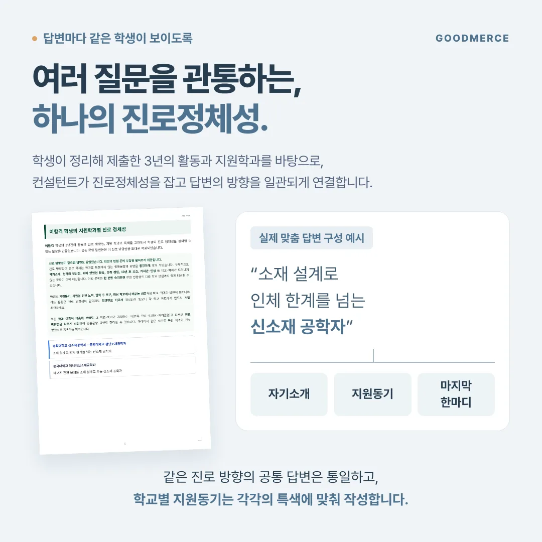 면접 시크릿북 일관된 진로정체성